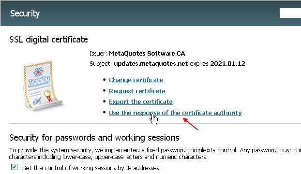 Use the Response of the Certificate Authority