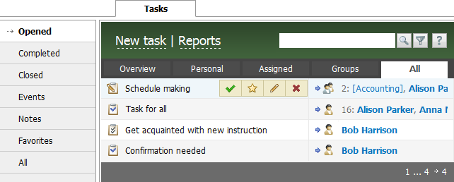 Task Manager (Tasks) in TeamWox collaboration system