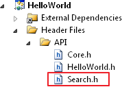 Including 'Search' Moduel API to the Hello World Project