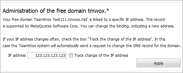 Administration of the free domain tmwox.*