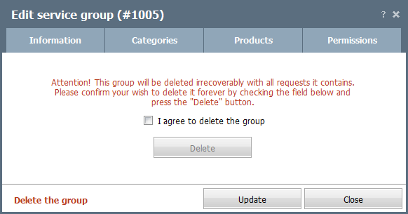 Group deleting