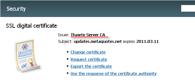 Installed Certificate