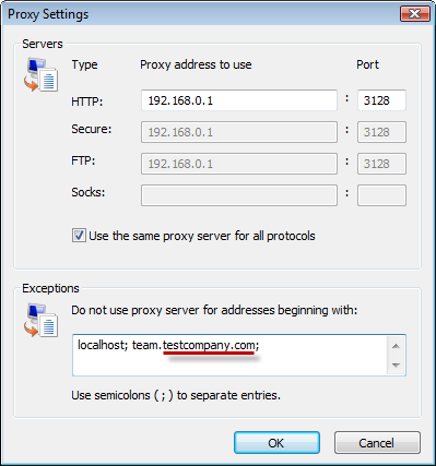 Proxy Server Parameters