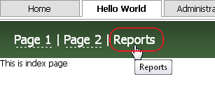 Link to the Reports Page in the Module's Main Page Header