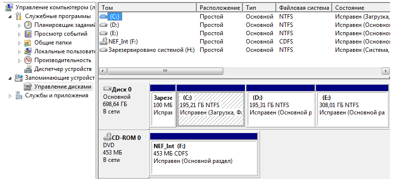 Установленные логические диски