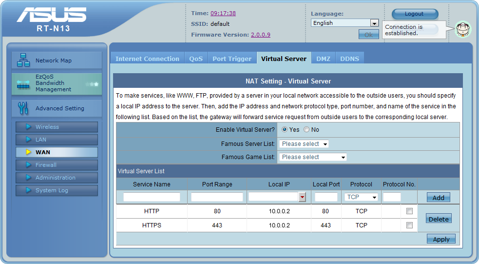 Setup of ASUS RT-N13