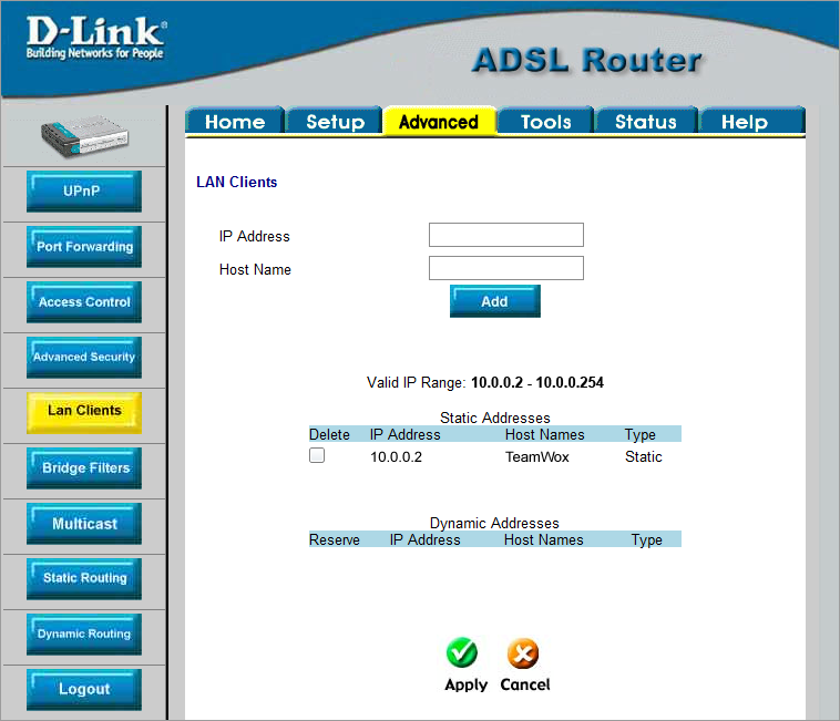 Setup of D-Link DSL-500T