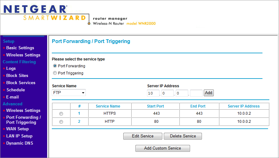 Setup of Netgear WNR2000