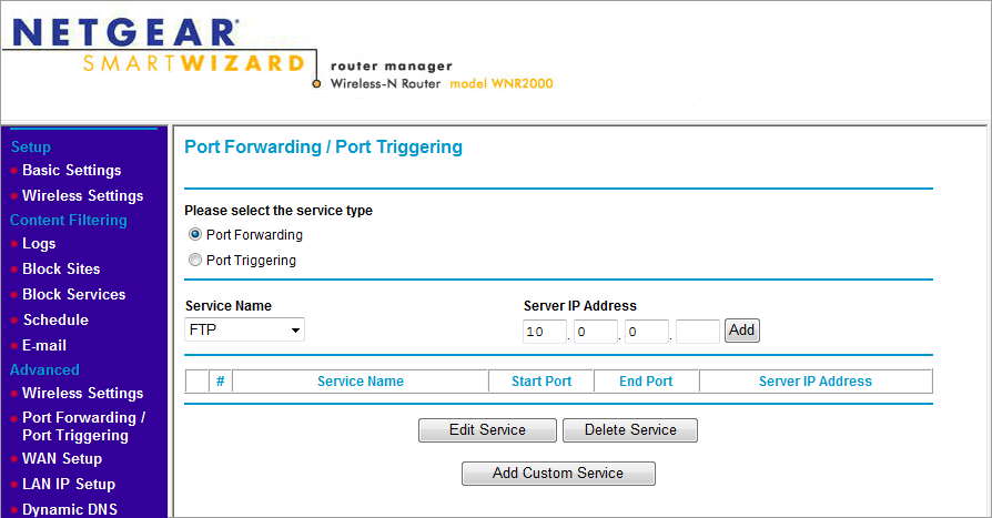 Setup of Netgear WNR2000