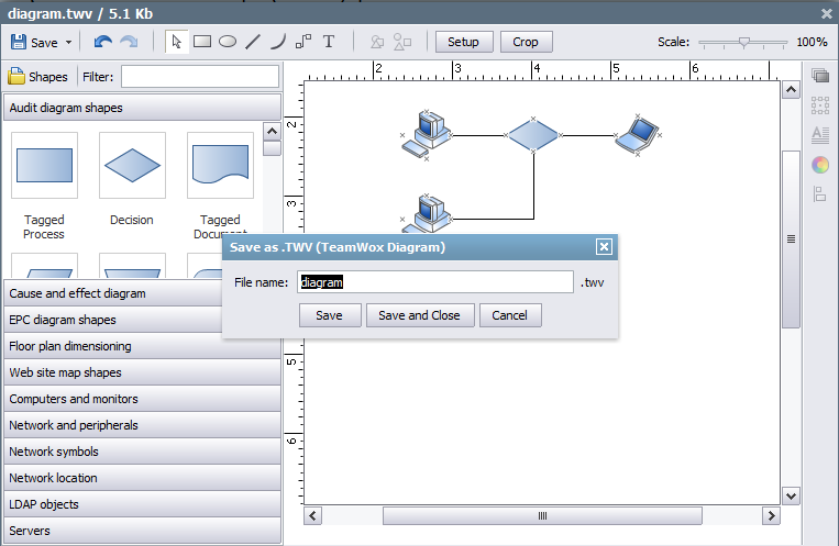 Creating a diagram in TeamWox