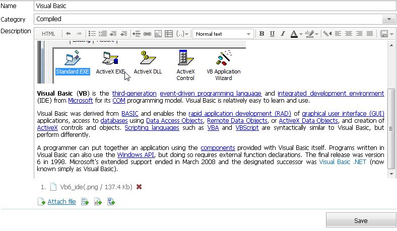 Attaching a File in a WYSIWYG Editor