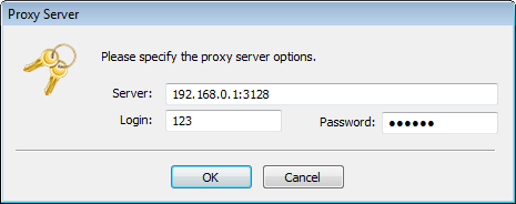 Enter the proxy server parameters to log in TeamWox Communicator