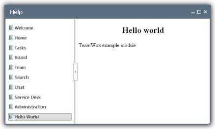 Help for the Hello World Module Main Page in English