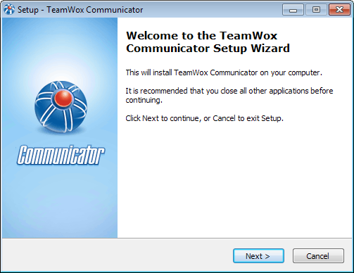 Start of the installation of TeamWox Communicator on your сomputer