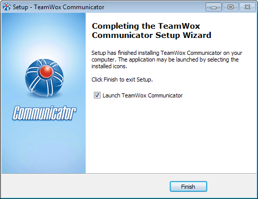 Click Finish to start TeamWox Communicator