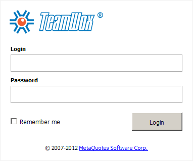 TeamWox Enterprise Management System: User authorization page