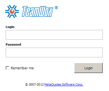 TeamWox Groupware user login page