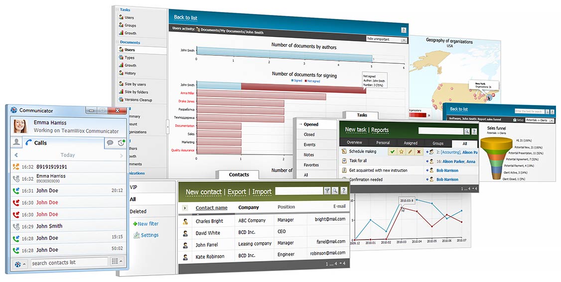 TeamWox groupware system interface