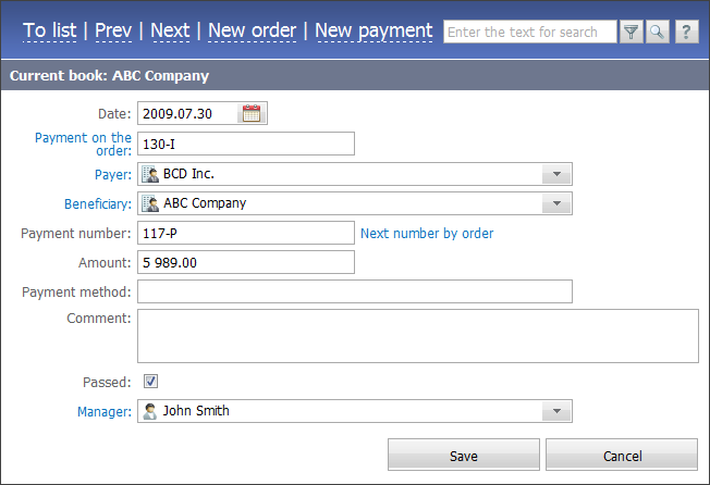 Editing payment Editing payment