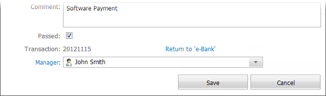 The payment created on the basis of a transaction in the "E-Bank" module The payment created on the basis of a transaction in the "E-Bank" module