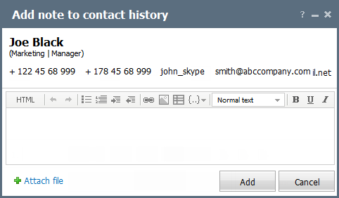 Add note to contact history