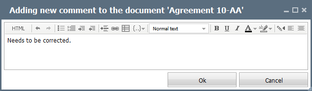 Adding new comment to a document