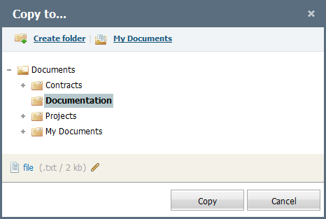 Folder to copy to