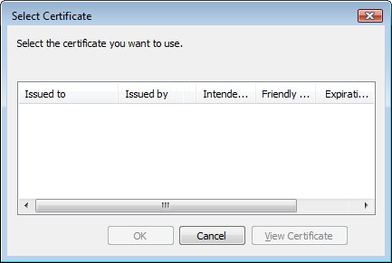Select certificate