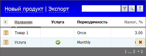 Список продуктов