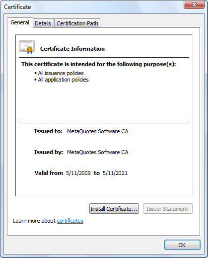 Installing certificate