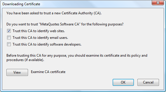 Downloading certificate