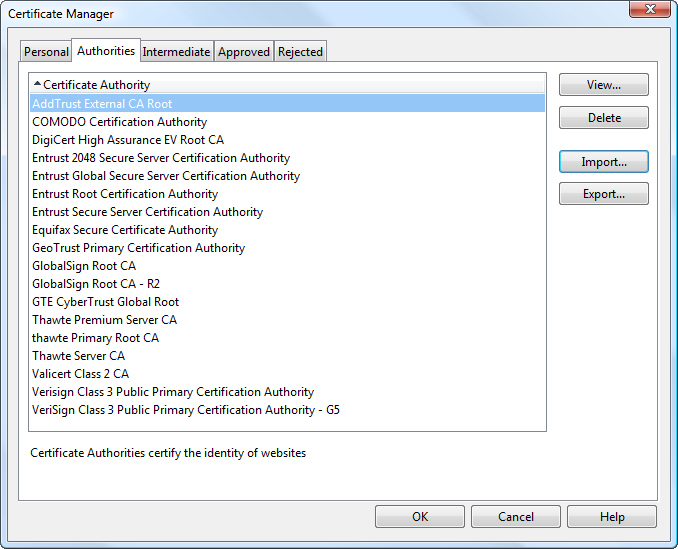 Managing certificates