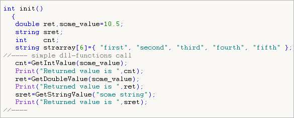 Code inserted using the special function