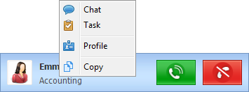 Call context menu