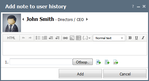 Add note to user history
