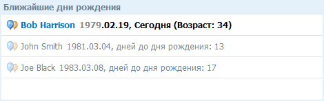 Ближайшие дни рождения